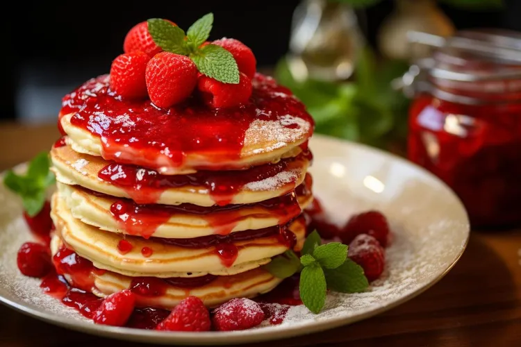 Buttermilk hotcakes with strawberry butter
