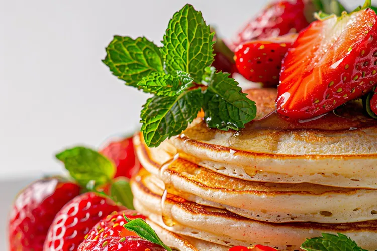 Buttermilk pikelets with strawberries