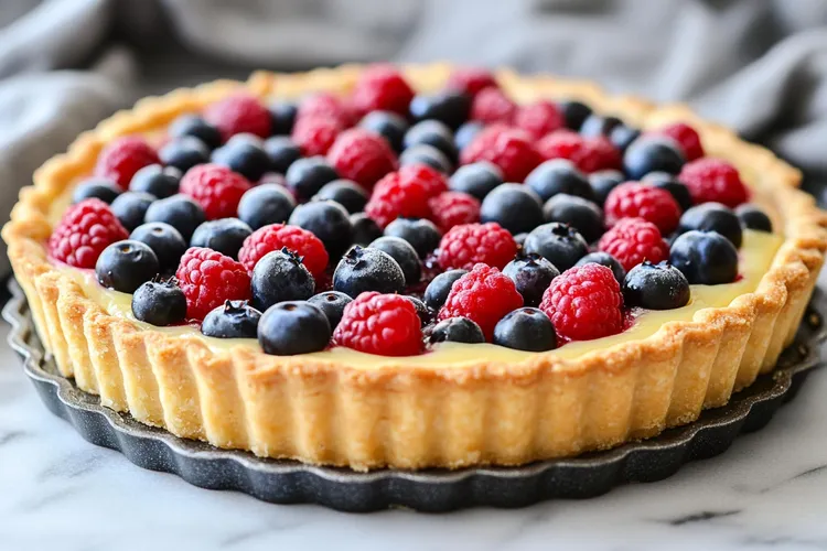 Buttermilk tart with lemon and berries