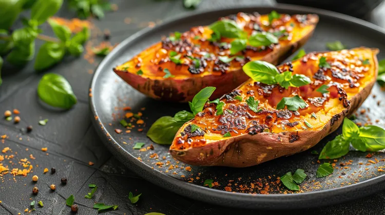 Cheddar and green chilli stuffed sweet potatoes