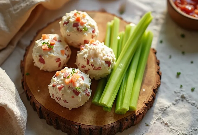 Cheese ball and celery