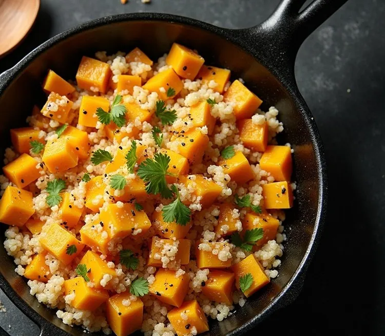 Cheesy acorn squash quinoa