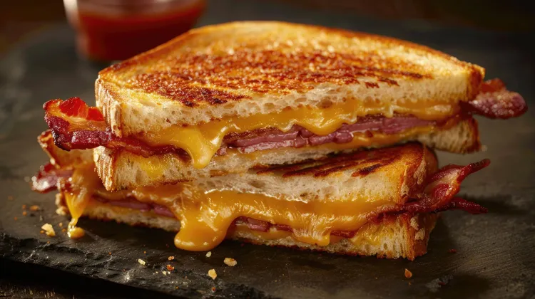 Cheesy maple bacon jaffle