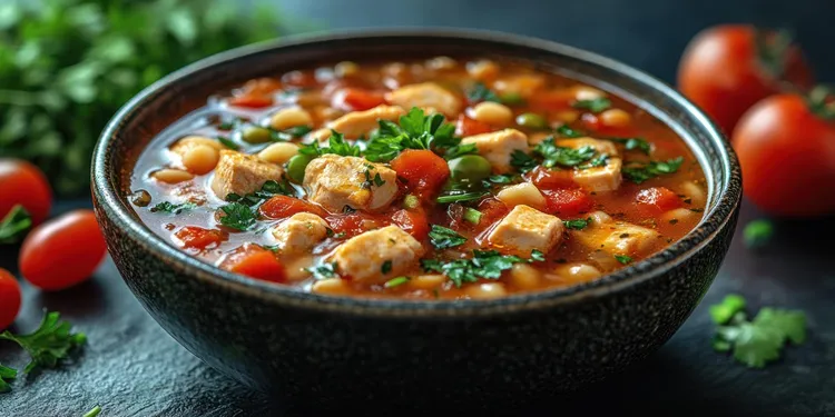 Chicken, tomato and chickpea soup