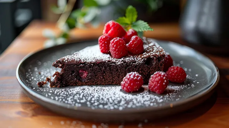 Chocolate and raspberry pudding cake