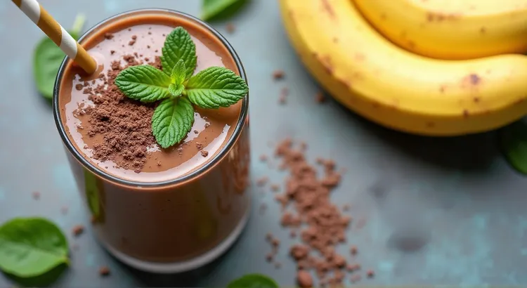 Chocolate banana coconut protein smoothie