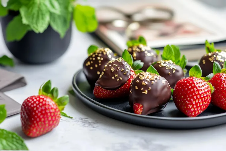 Chocolate pistachio strawberries
