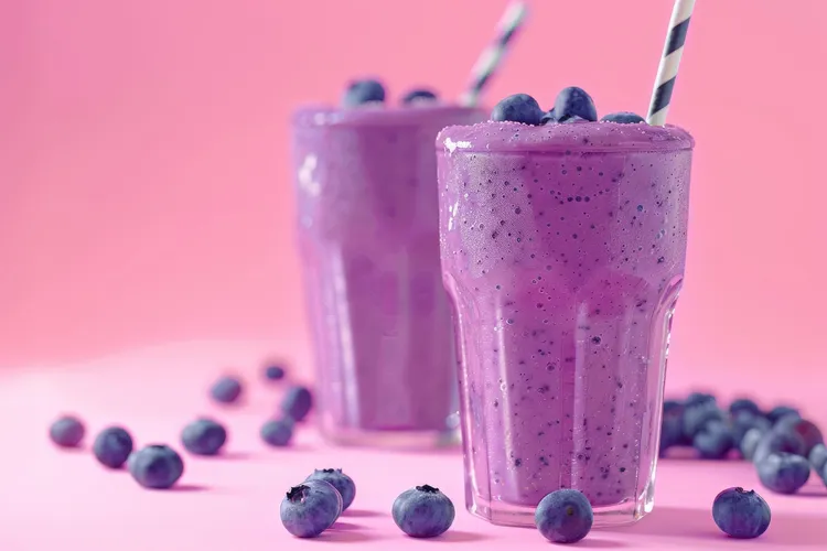 Cinnamon blueberry banana breakfast smoothie
