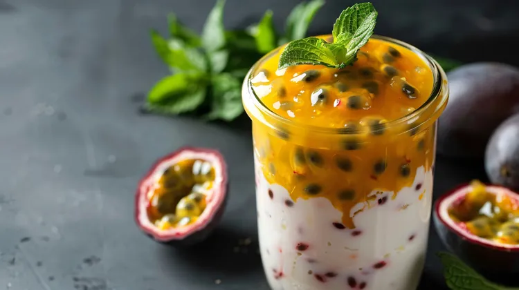 Cinnamon ricotta with passionfruit