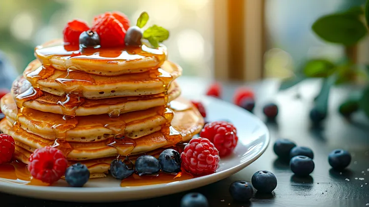 Coconut pancakes with berries