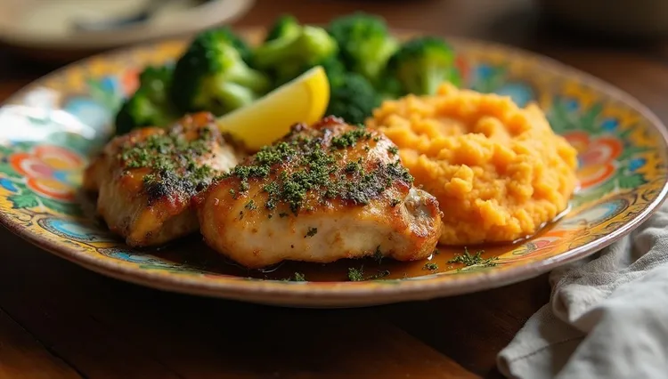 Coriander pesto-crusted chicken