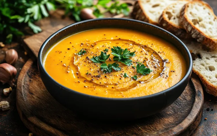 Creamy chicken and sweet potato soup