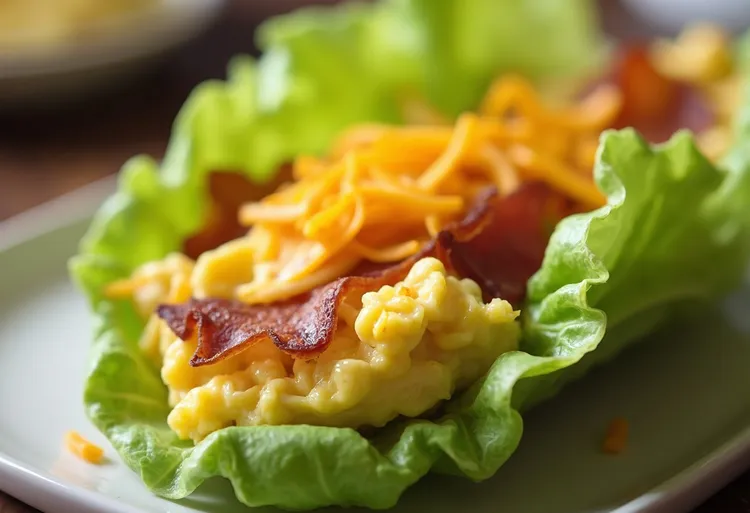 Bacon and egg lettuce wrap breakfast tacos