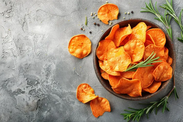 Rosemary sweet potato chips with coconut oil