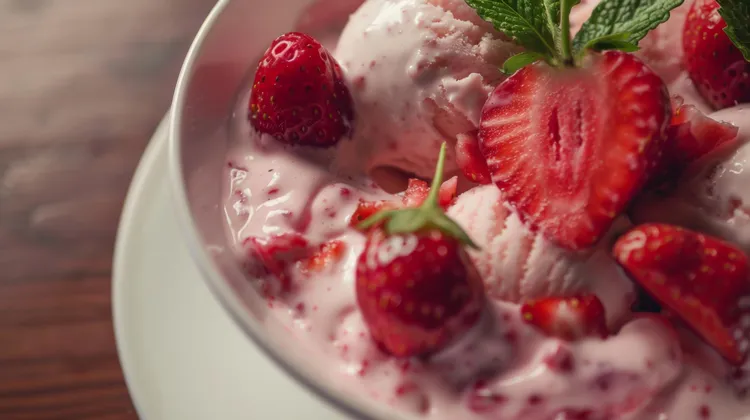 Crushed berries and ice cream
