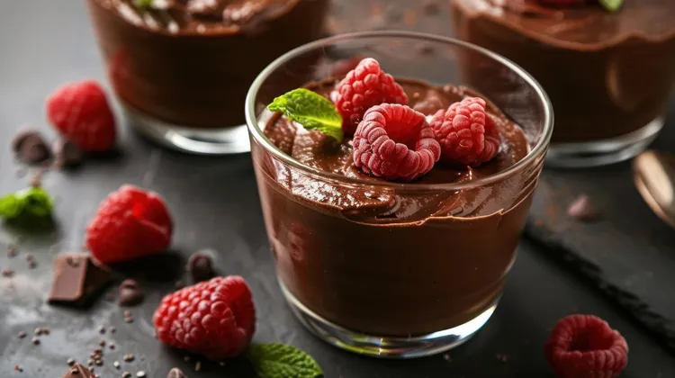 Dark chocolate and raspberry mousse