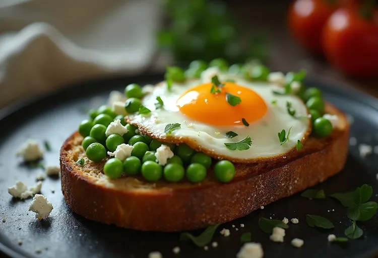 Pea & goat cheese egg toast