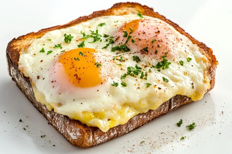 Egg hats with goat cheese and whole-wheat toast