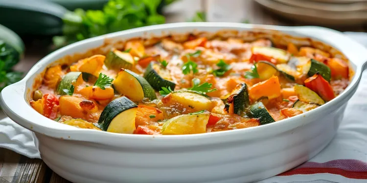 Feta, vegetable and rice bake