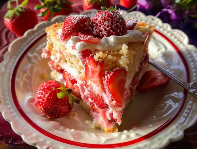 French strawberry dessert cake