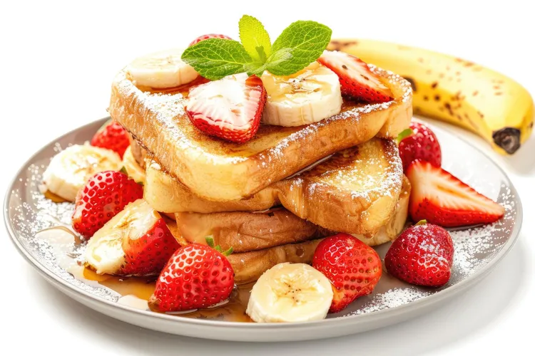 Fruity french toast with maple syrup