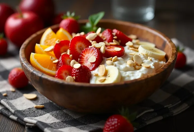 Fruit salad with honey yoghurt