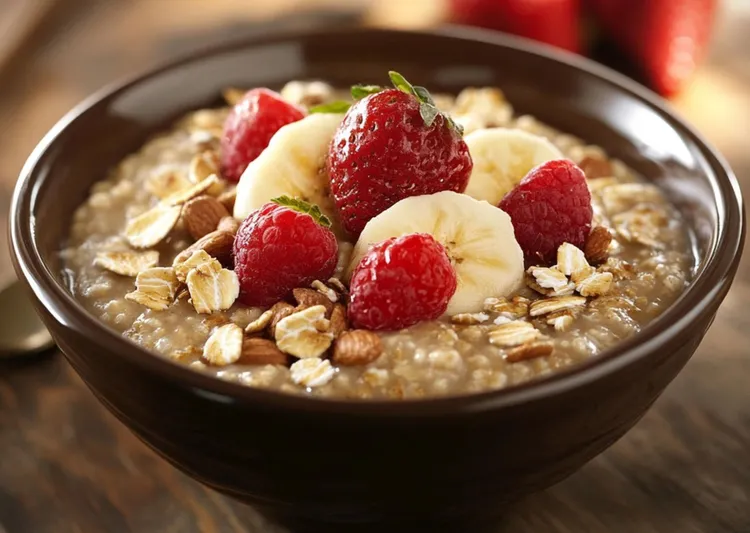 Fruity overnight oats with almonds and berries