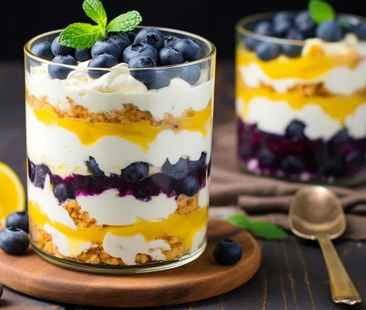 Greek yogurt and jam parfait