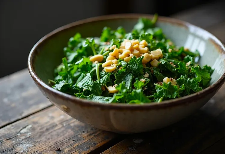 Green leaf salad with lime and macadamia dressing