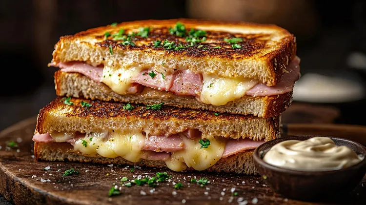 Grilled ham and cheese sandwich