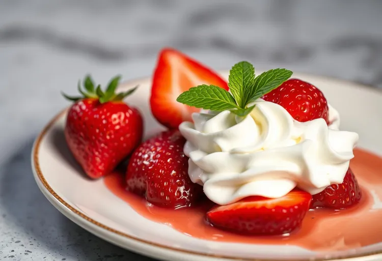 Grilled strawberries with white chocolate cream