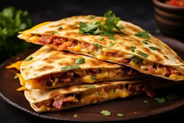 Ham and cheddar quesadilla