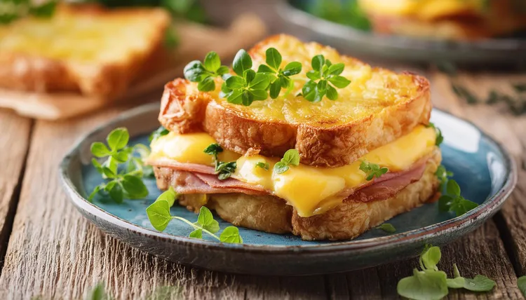 Ham and cheese egg-dunked toasties