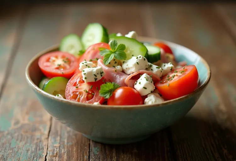 Ham and cottage cheese garden salad