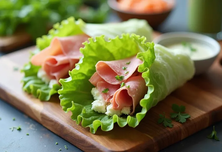Ham and cottage cheese lettuce wrap