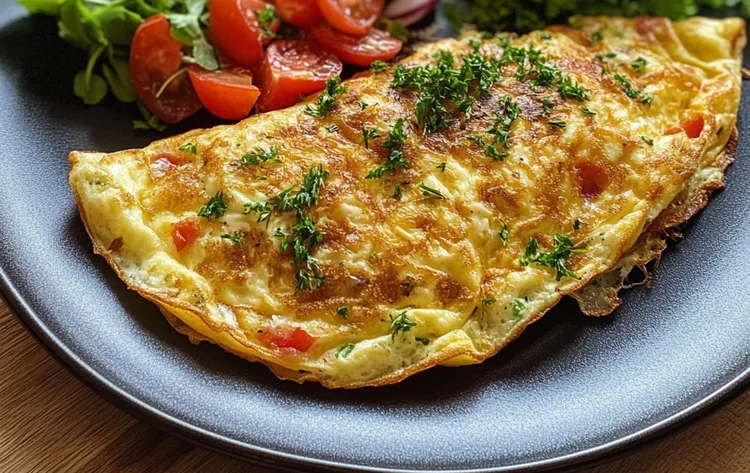 Ham and veggie omelet