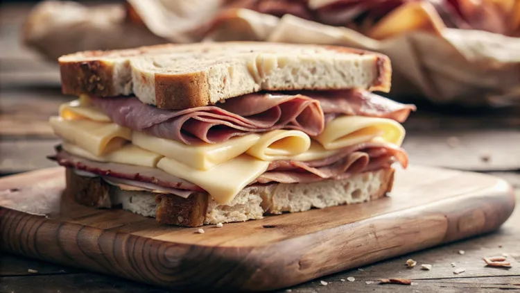 Whole-wheat ham & cheddar sandwich