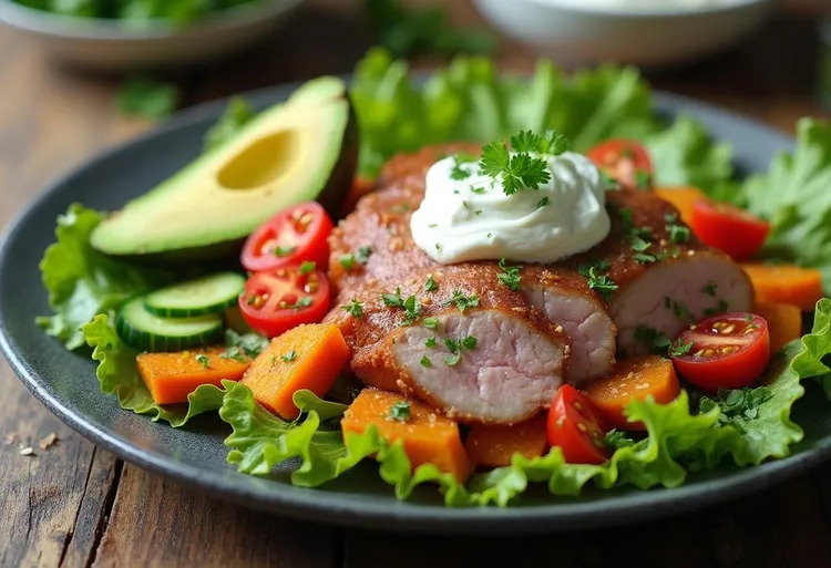 Healthy pork burrito bowl