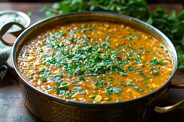 Chicken and lentil soup with fresh herbs