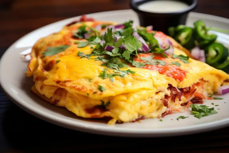 Denver omelet with ham, onion, red pepper and cheddar cheese