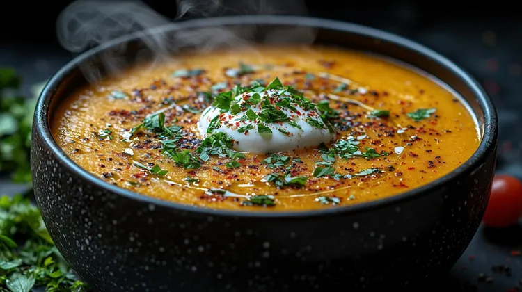Leek, potato and lentil soup