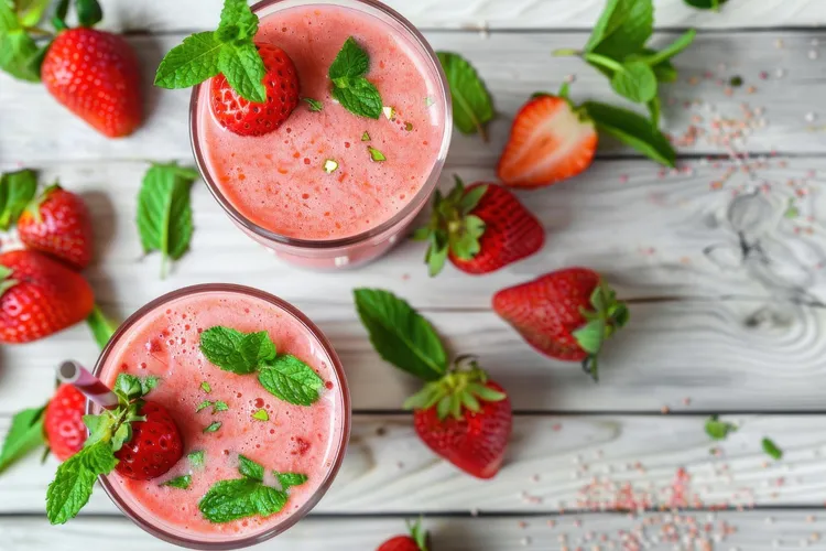 Honey-strawberry refresher smoothie