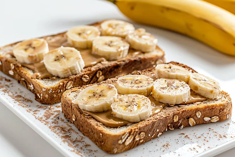 Warm peanut butter and banana toast