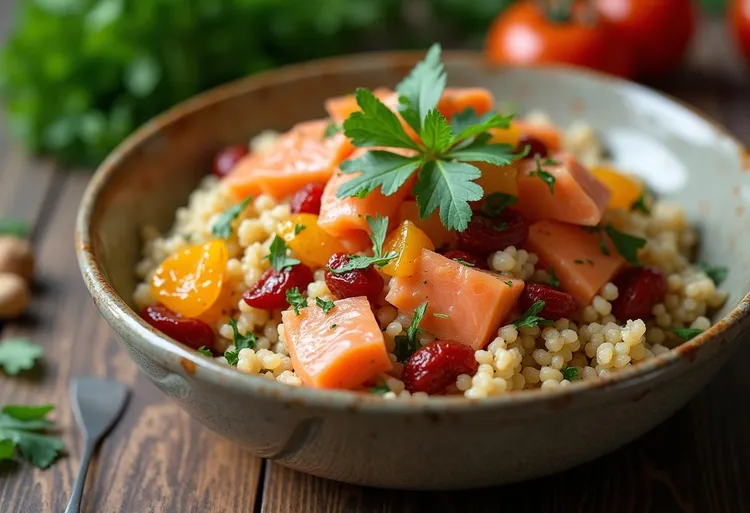 Hot-smoked salmon & couscous salad