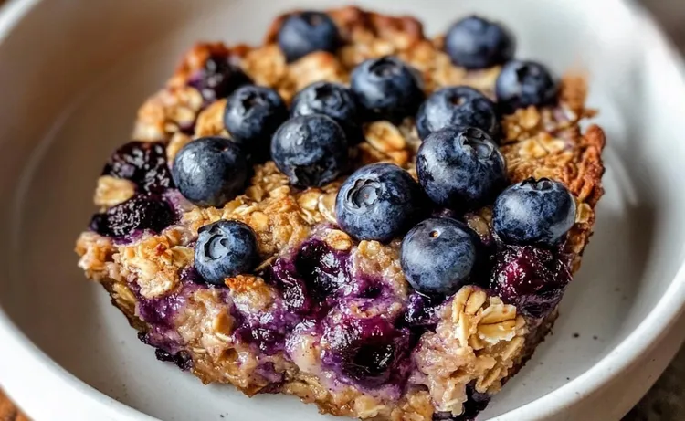 Lemon blueberry oatmeal bars with honey and brown sugar