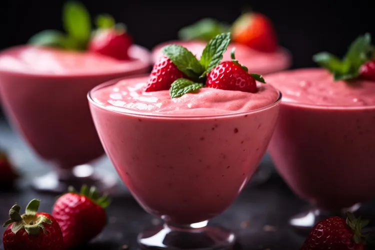 Low-fat strawberry mousse