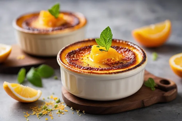Luscious custard pots with sweet oranges