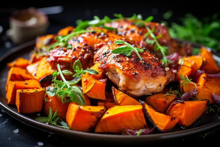 Maple baked chicken with sweet potato