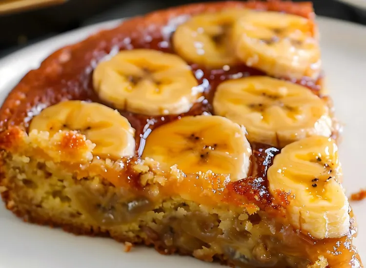 Maple banana cake with caramel bananas