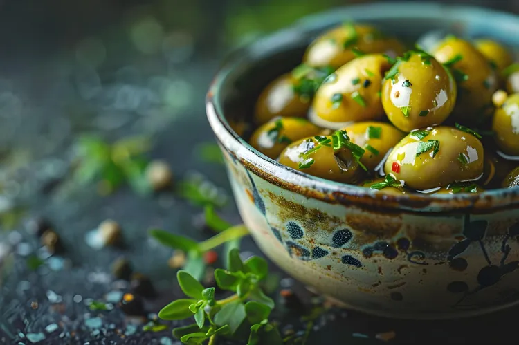 Marinated olives